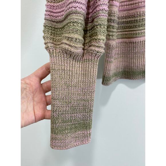 Pastel Statement Bubble Sleeve Striped Cable Chunky Knit Sweater Womens Size L - Picture 4 of 8